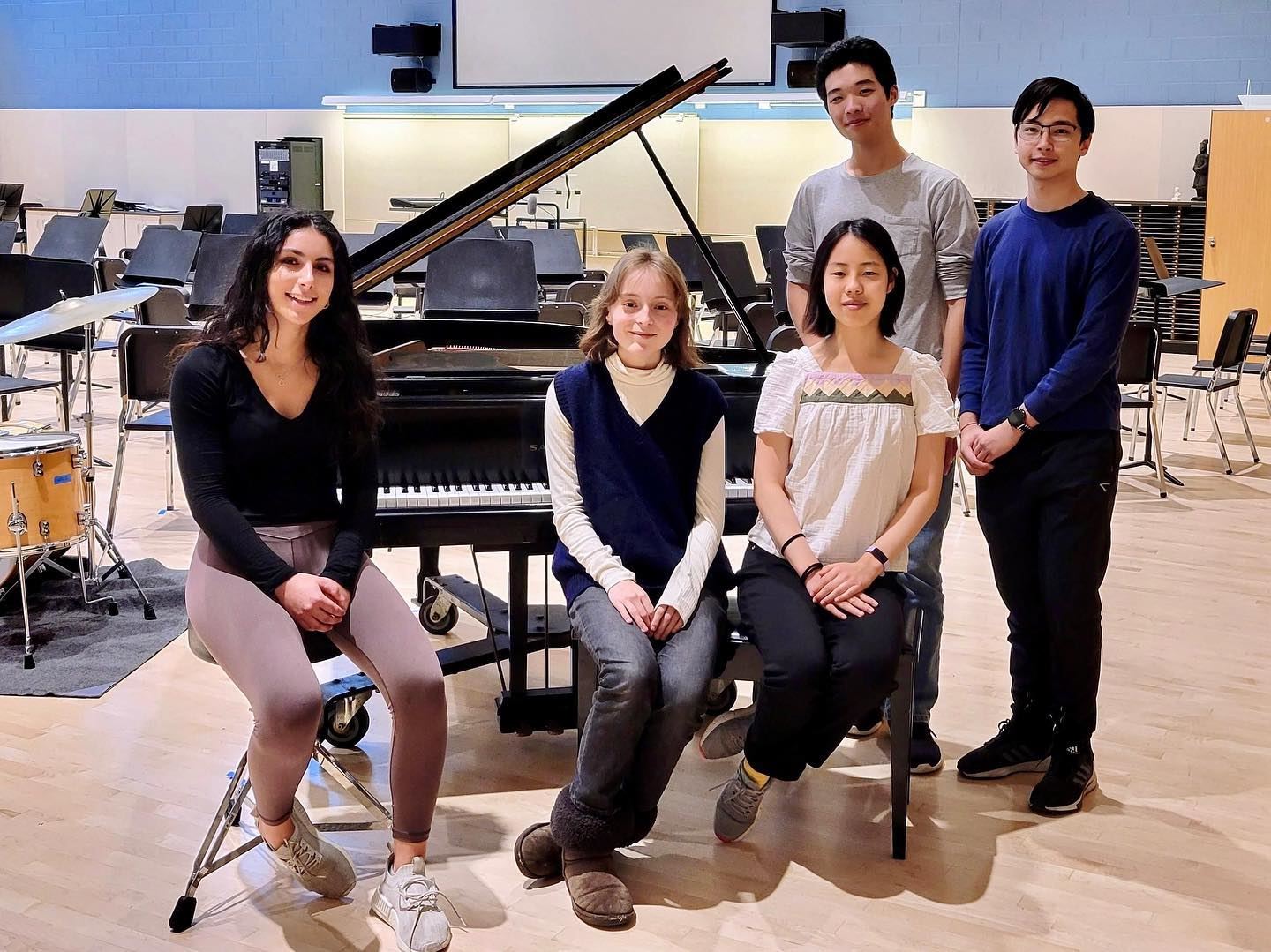  From left to right: Haddadian, Calkins, S. Wang, T. Wang, and Kovalov.
